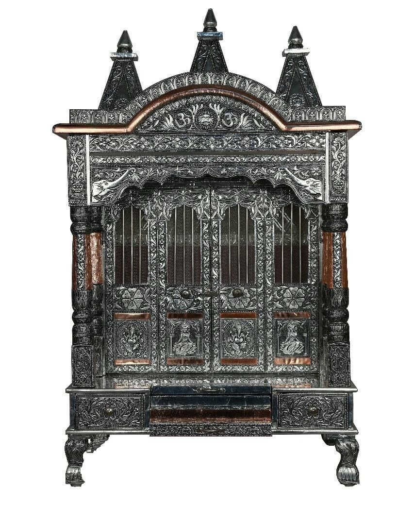 Oxidized Plated Temple Puja Mandir for Home Indian Traditional Hindu Puja Ghar