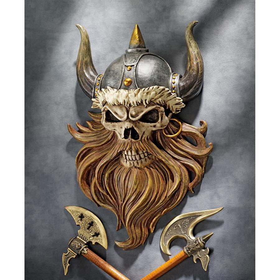 Fantasy Art Valhalla Fearless Viking Warrior Berserker Skull Wall Sculpture