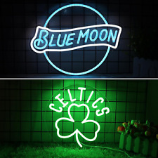 2 Pack Neon Signs 11.8*11.8in Basketball (Celtics) + Beer 16.1*9.5in (Blue Moon) picture