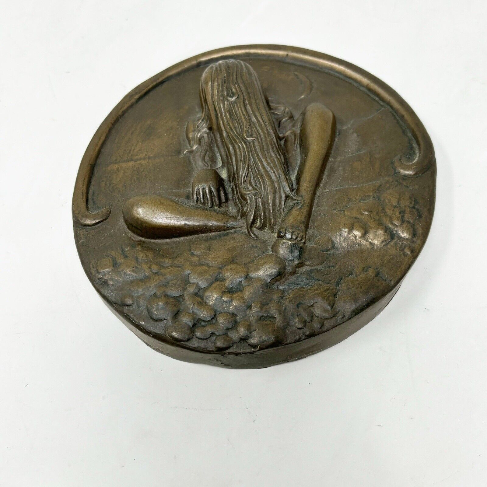 THE WILD GOOSE STUDIO Moon Irish Goddess Bronze Coated Resin #138 Round Plaque
