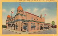 Postcard Al Malaikah Temple Shrine Auditorium Los Angeles California CA Linen picture