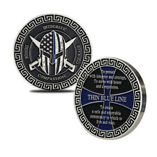 Thin Blue Line Challenge Coin Crusader Warrior Blessd Law Enforcement Gift Coin picture