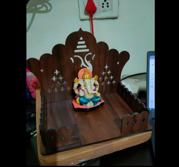 Wall Mounted Hanging Worship Engineered Wood Home Temple Height 26 Solid Wooden