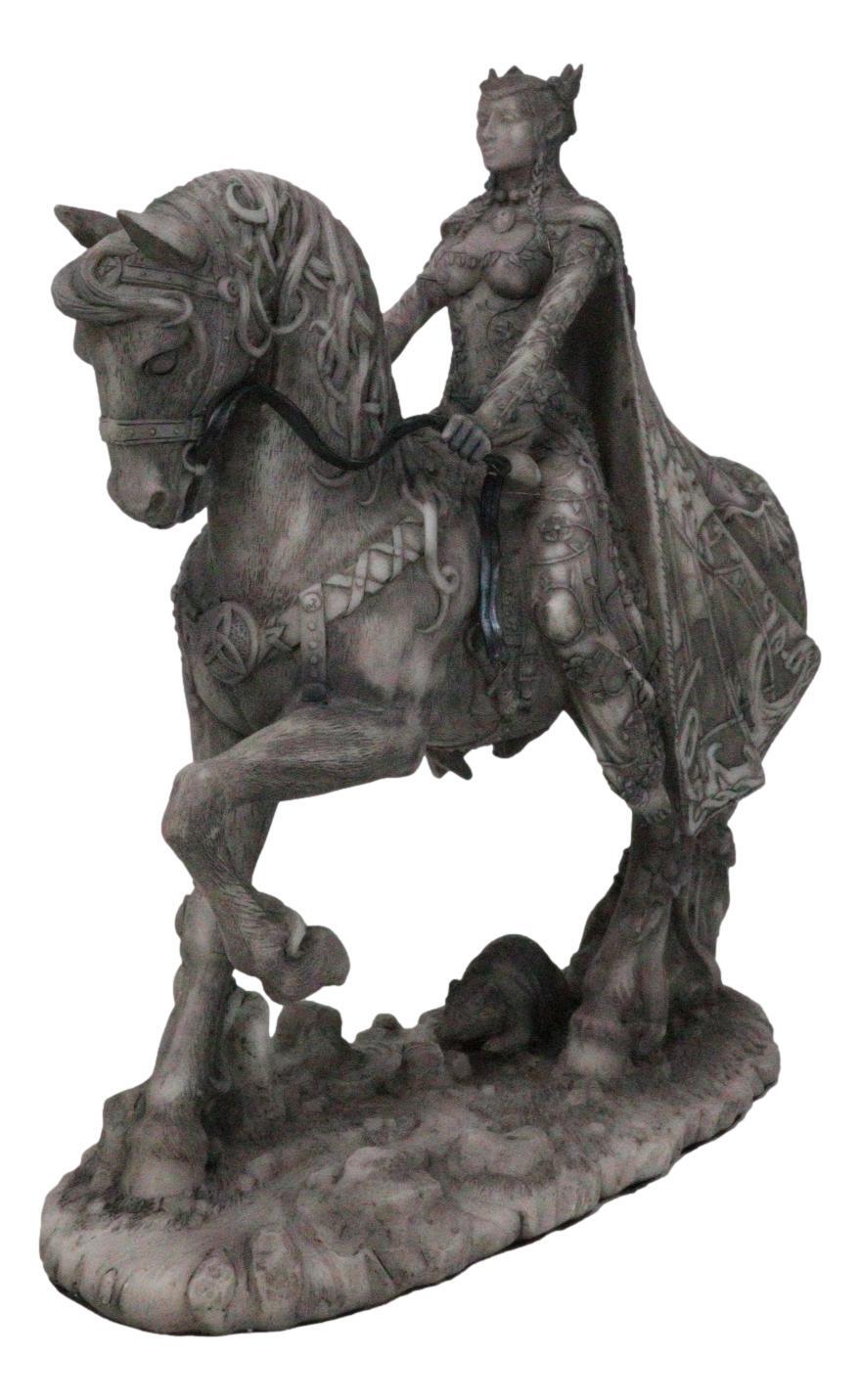 Celtic Moon Goddess Rhiannon Riding Horse in Arberth Clay Finish Figurine Celtic Moon Goddess Rhiannon Riding Horse in Arberth Clay Finish Figurine