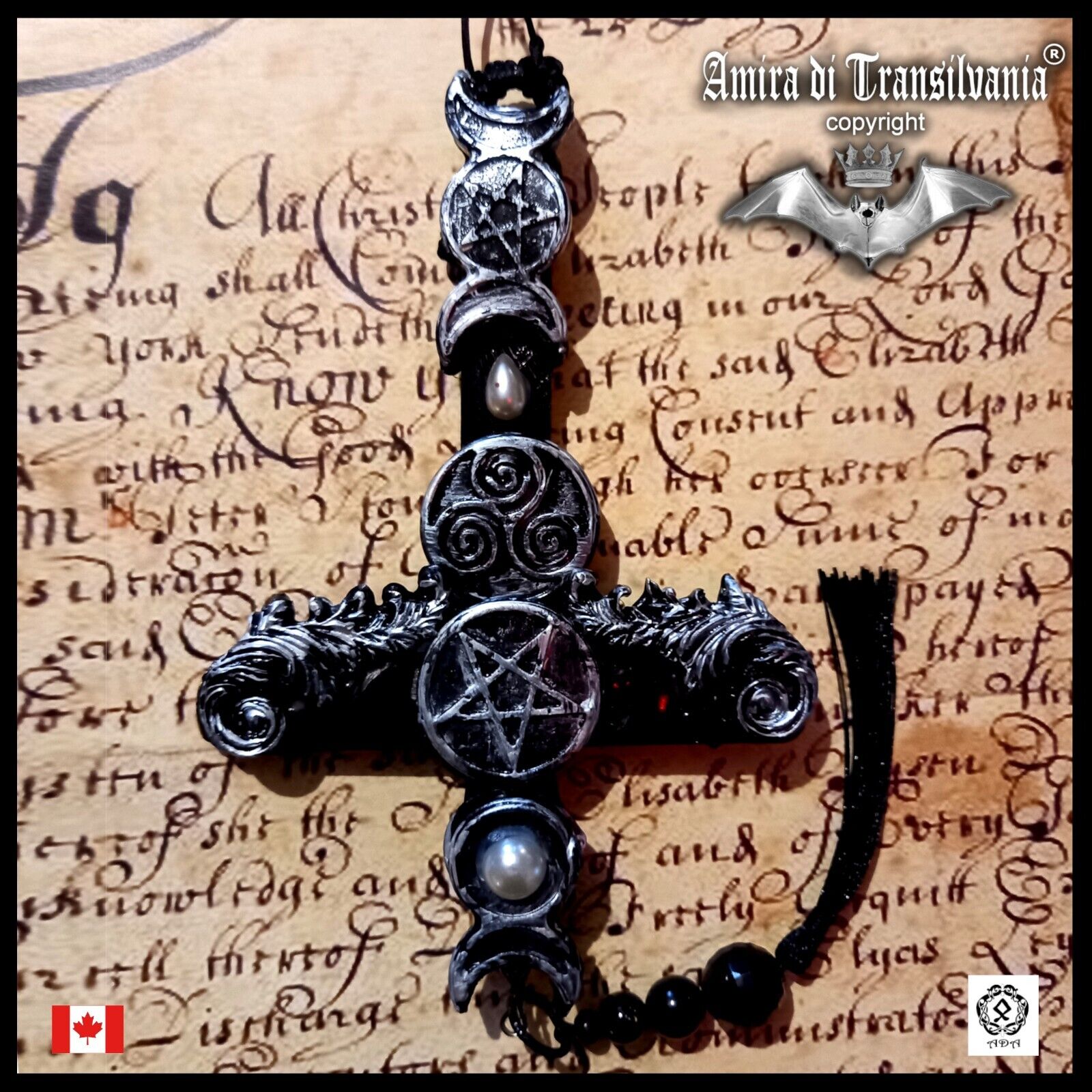 cross necklace pendant celtic amulet crucifix witch jewelry pentacle star druids