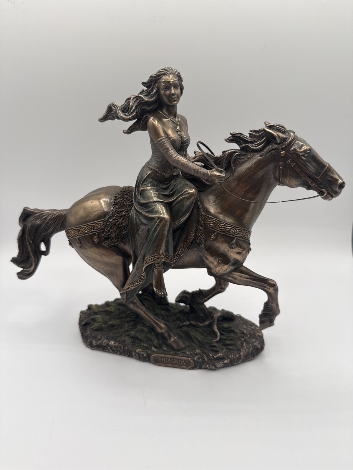 10 3/4 Rhianna Celtic Moon Goddess On Horse Statue - Veronese Design 10 3/4 Rhianna Celtic Moon Goddess On Horse Statue - Veronese Design