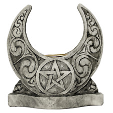 Celtic Knot Moon Pentacle Taper Candle Holder Dryad Design Wicca - Stone Finish picture