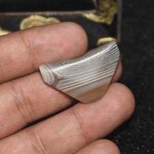 Antique old Central Asian Banded Agate Stone Boomerang Bead in Good Condition picture
