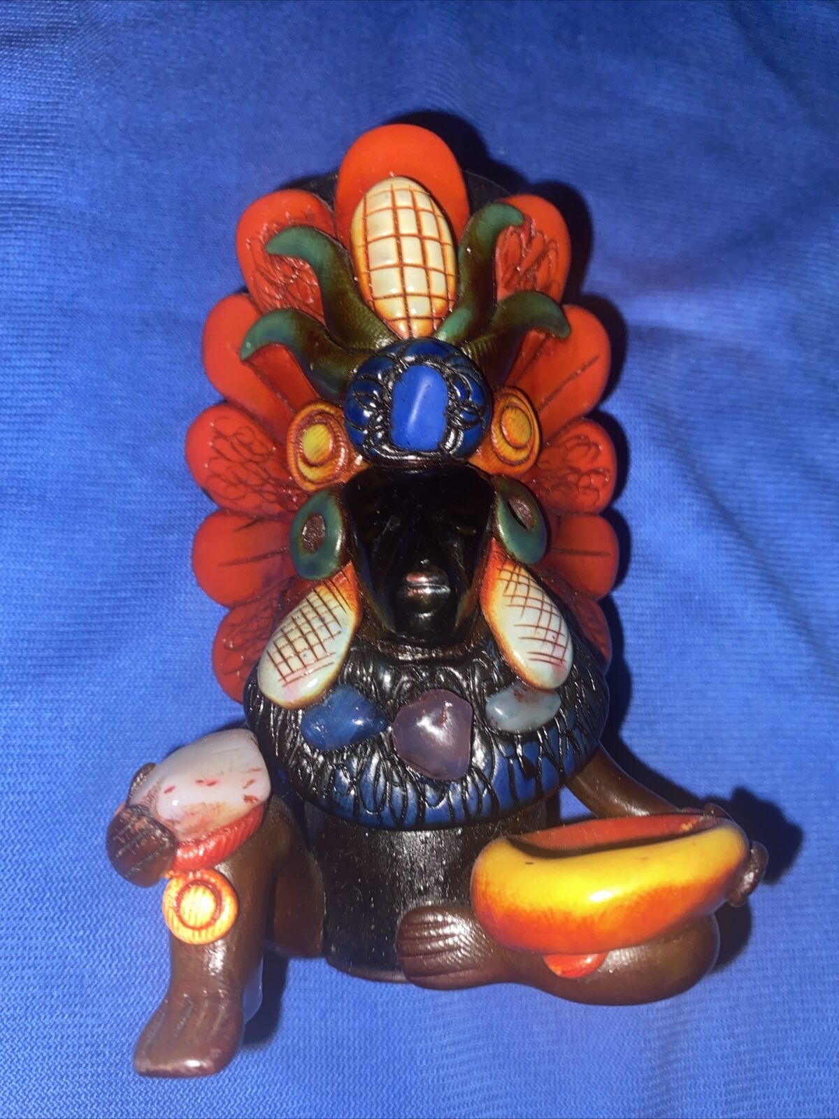 Mexican Aztec Warrior Teotihuacan Handmade Vintage Folk Art Shot Glass No Bottle