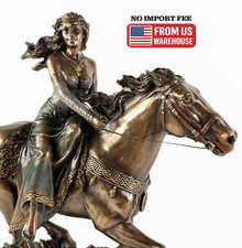 10 3/4 Rhiannon Celtic Moon Goddess of Fertility on Horse Statue Bronze Finish N picture