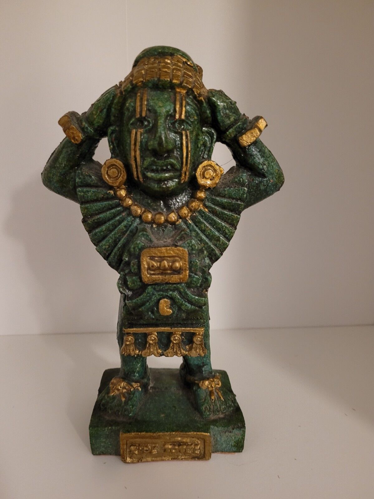 Vintage Aztec Xipe Totec Warrior God Statue Sculpture Crushed Green Stone Mexico