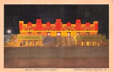1933 Chicago World Fair Expo General Electric Maya Temple Night Vtg Postcard H42 picture
